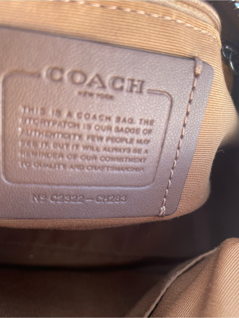COACH Medium Tan and Cream Pebbled Leather Rowen with Detachable Strap - Picture 6 of 10